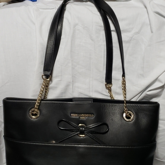 Karl lagerfeld black large shoulder vegan tote bag main image 3
